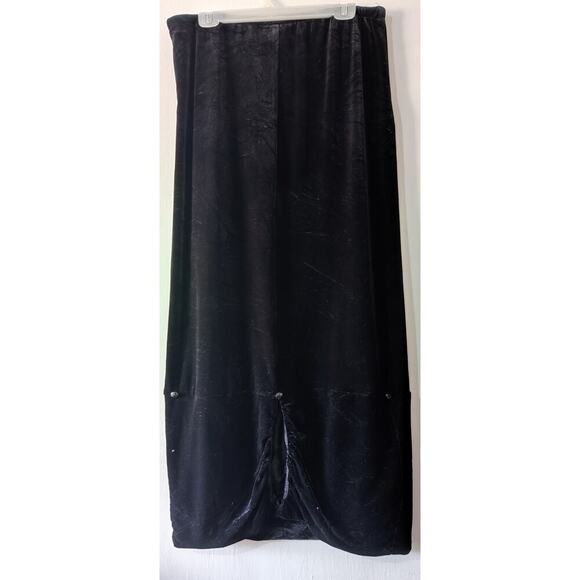 Vintage Lucia Lukken Black Velvet Maxi Skirt Whimsigoth Size XL Elastic Waist - Picture 4 of 8